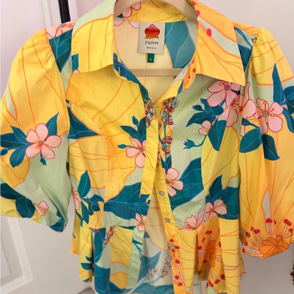 FARM Rio Yellow and Blue Floral Blouse - Picture 3 of 4